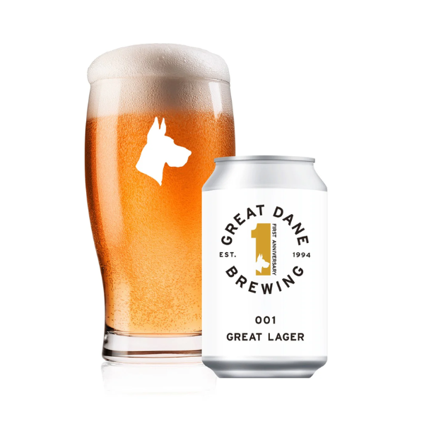 GREAT DANE BREWING GREAT LAGER 1st Anniversary Label